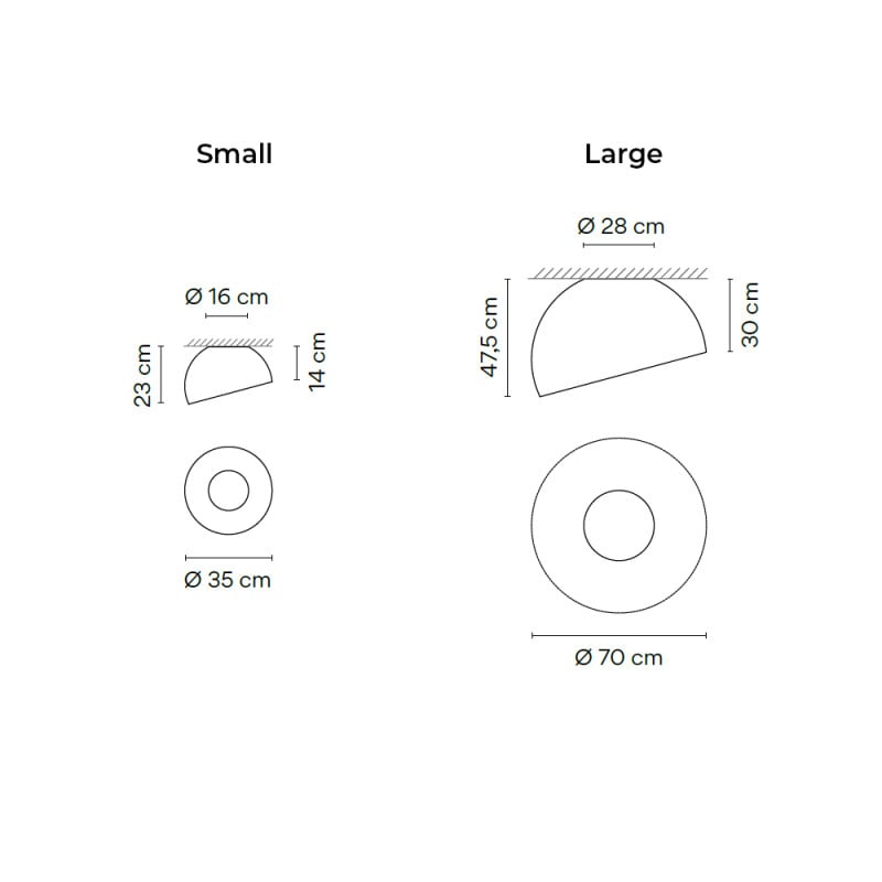 Specification Image for Vibia Duo Ceiling Dome Angled LED Light