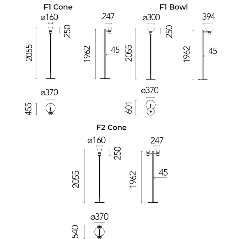 Specification Image for Flos Nocturne LED Floor Lamp 