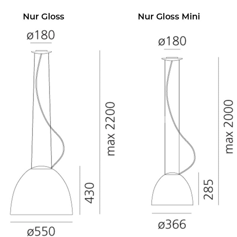 Specification Image for Artemide Nur Gloss Pendant Light