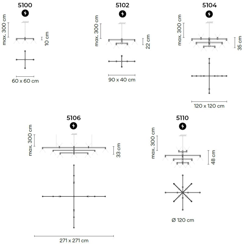Specification Image for Vibia Nexum Volumetric LED Pendant Light