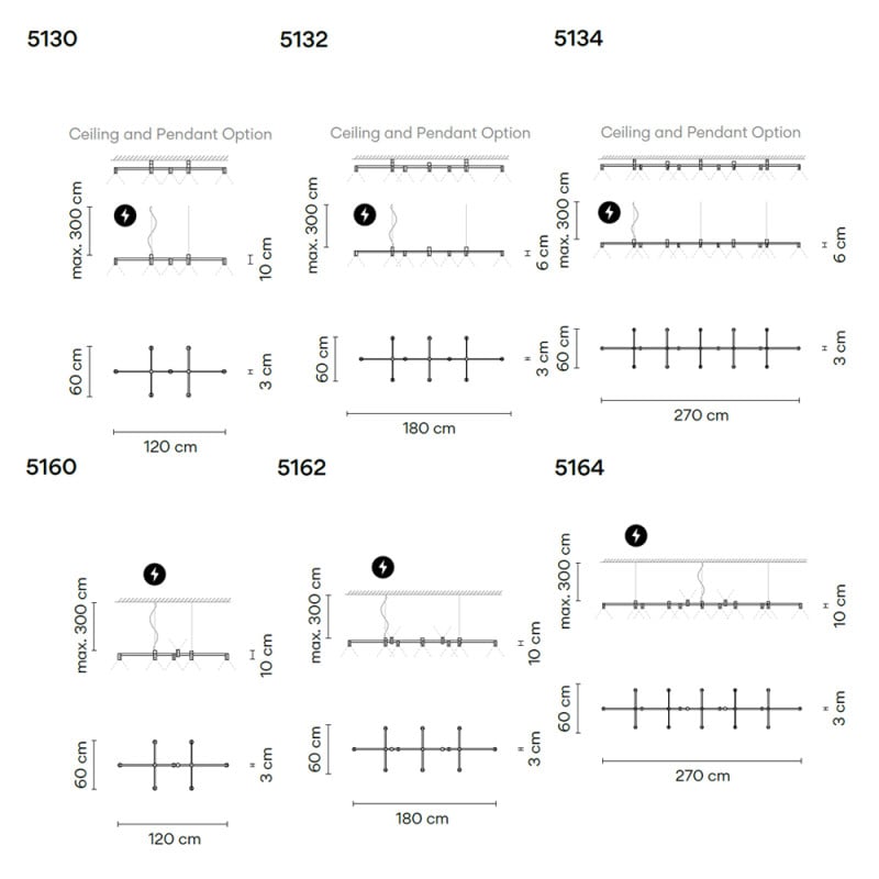 Specification Image for Vibia Nexum Rectangular LED Pendant  Ceiling Light