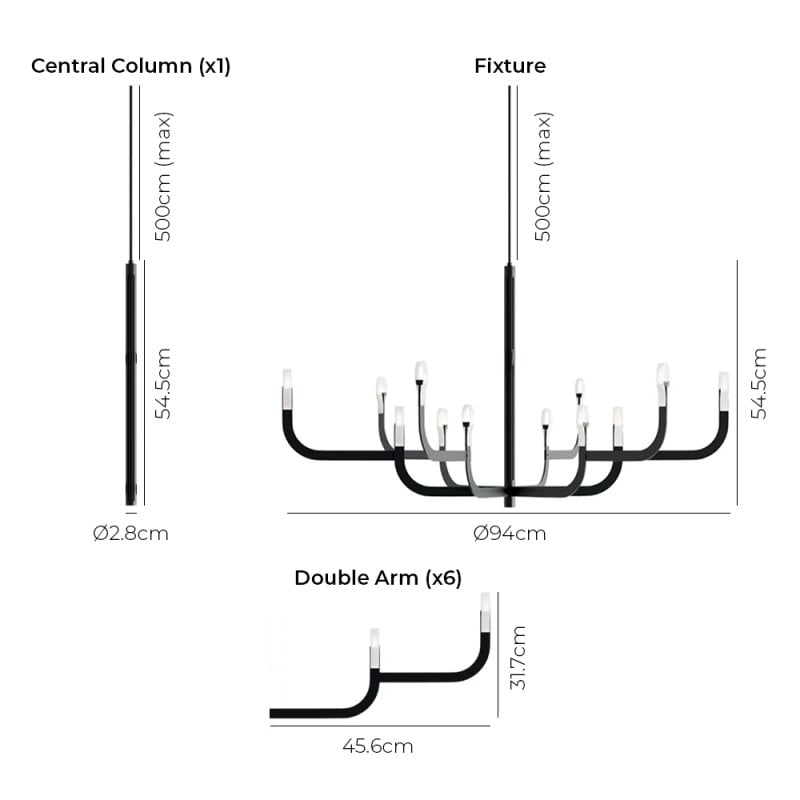 Specification Image for Luceplan J-us 12 Light LED Pendant