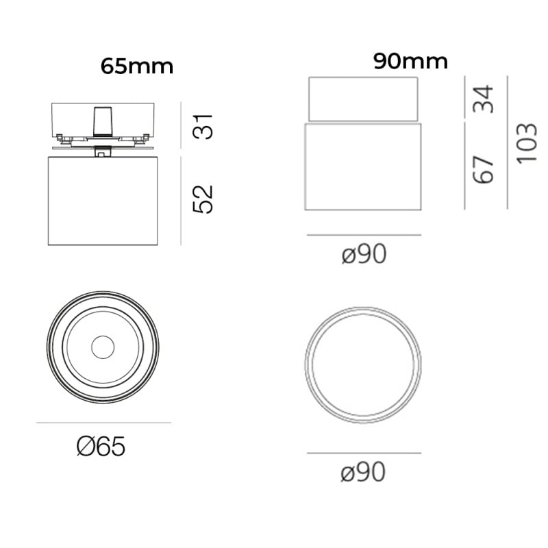 Specification Image for Artemide Hoy LED Semi-Recessed Spotlight