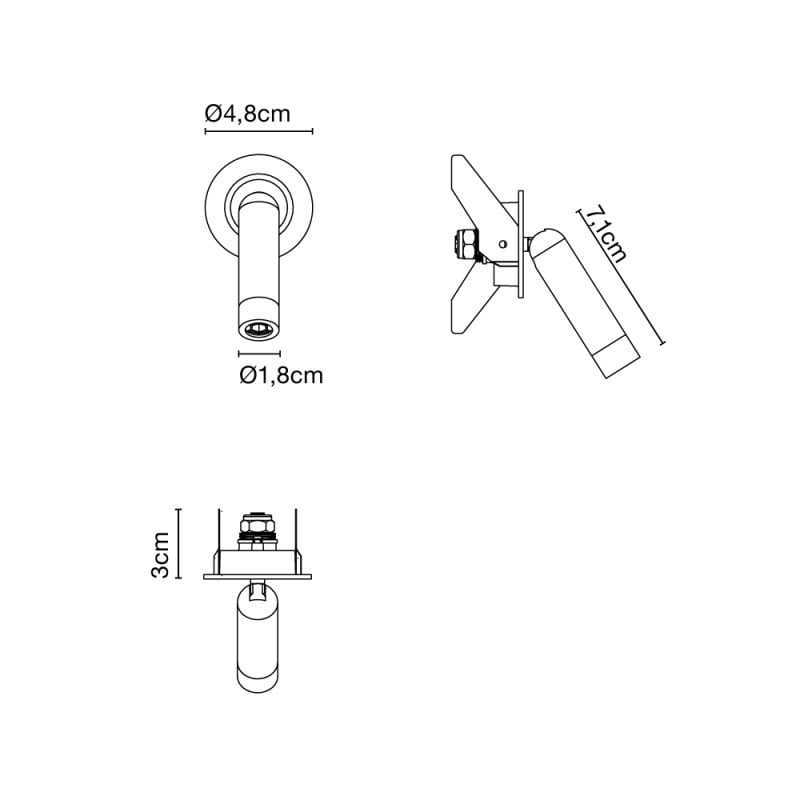 Specification Image for Marset Ledtube Mini Spot LED Wall Light