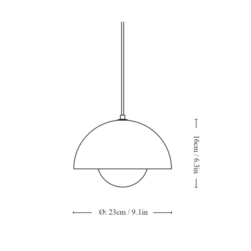 Specification Image for &Tradition Flowerpot VP1 Anniversary Edition Pewter Pendant