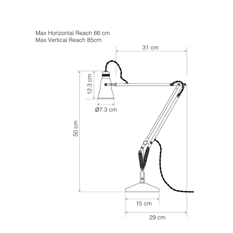 Specification Image for the Anglepoise Original 315 Desk Lamp - Navigation Edition 