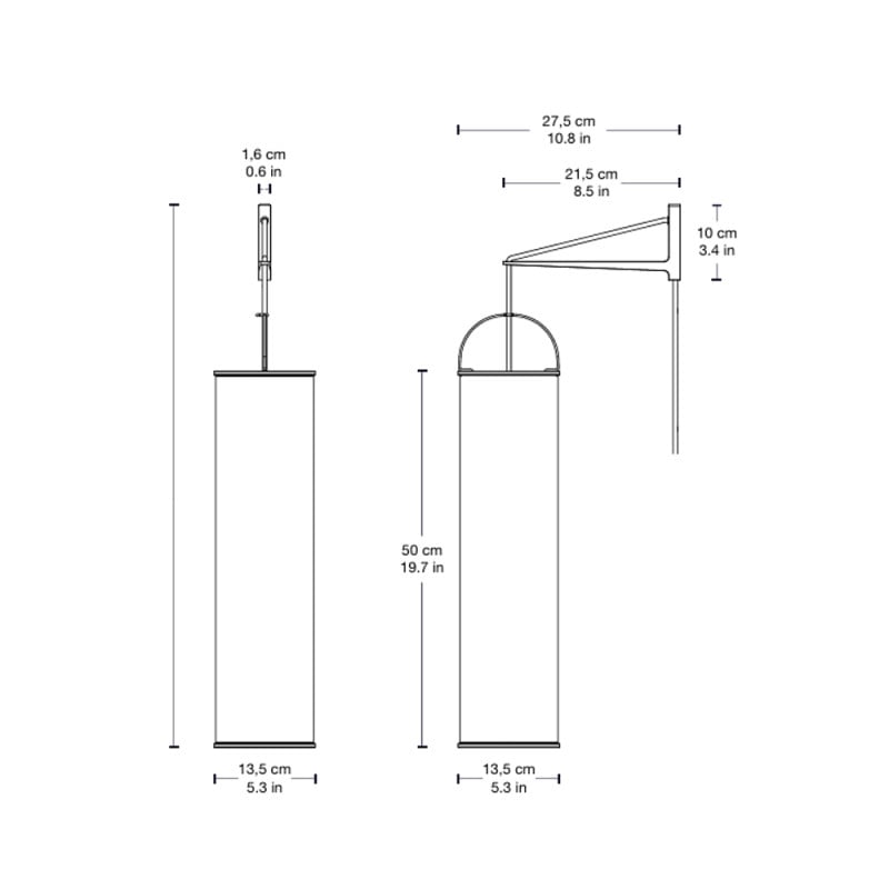 Specification Image for Gubi Silk Lantern Wall Light
