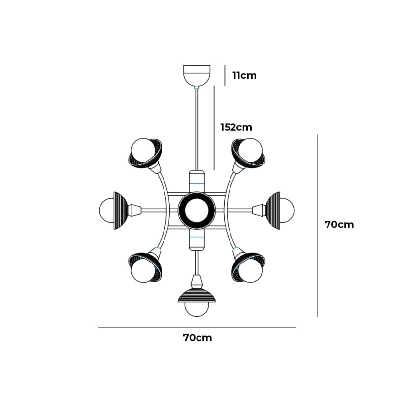 Specification Image for Bert Frank Eos 13-Light Chandelier