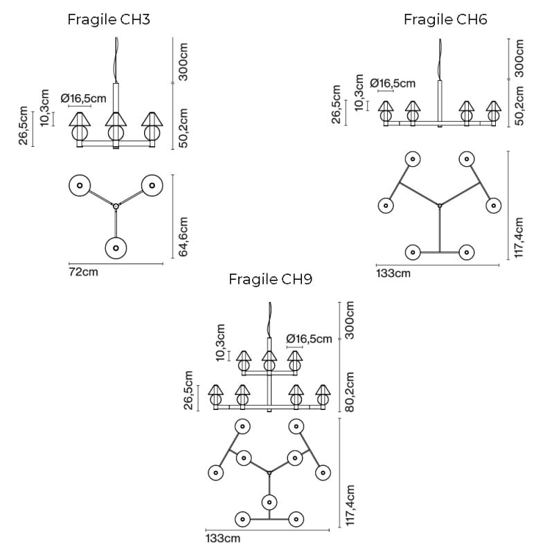 Specification Image for Marset Fragile LED Chandelier