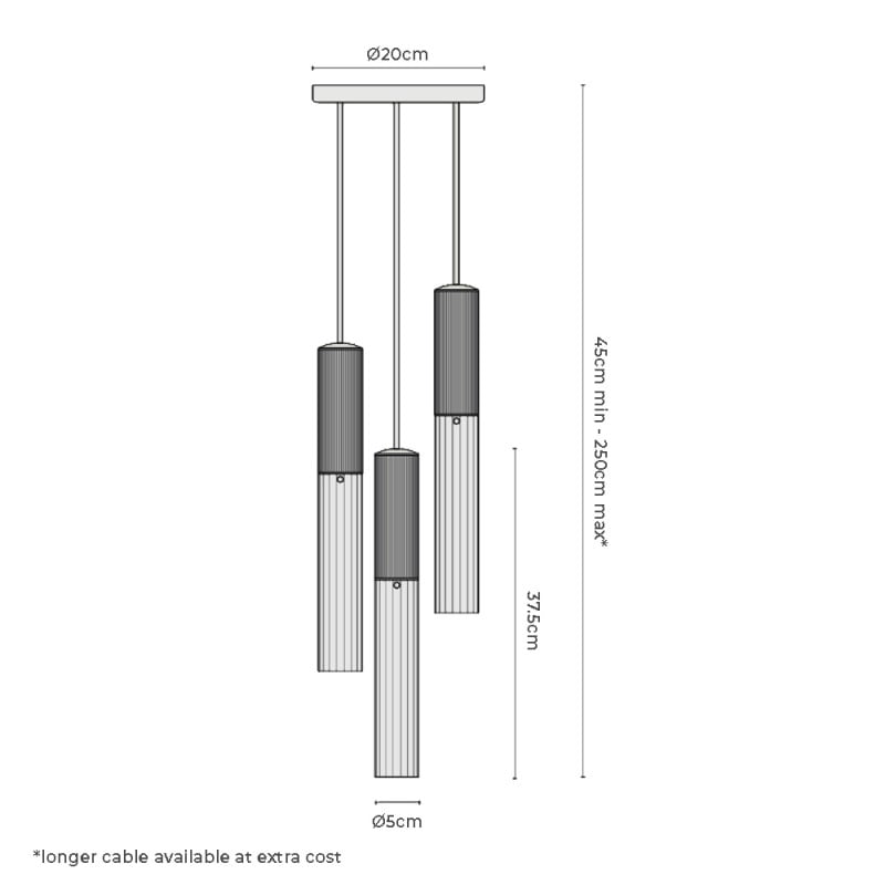 Specification Image for J. Adams & Co Flume 50 3 Drop Pendant