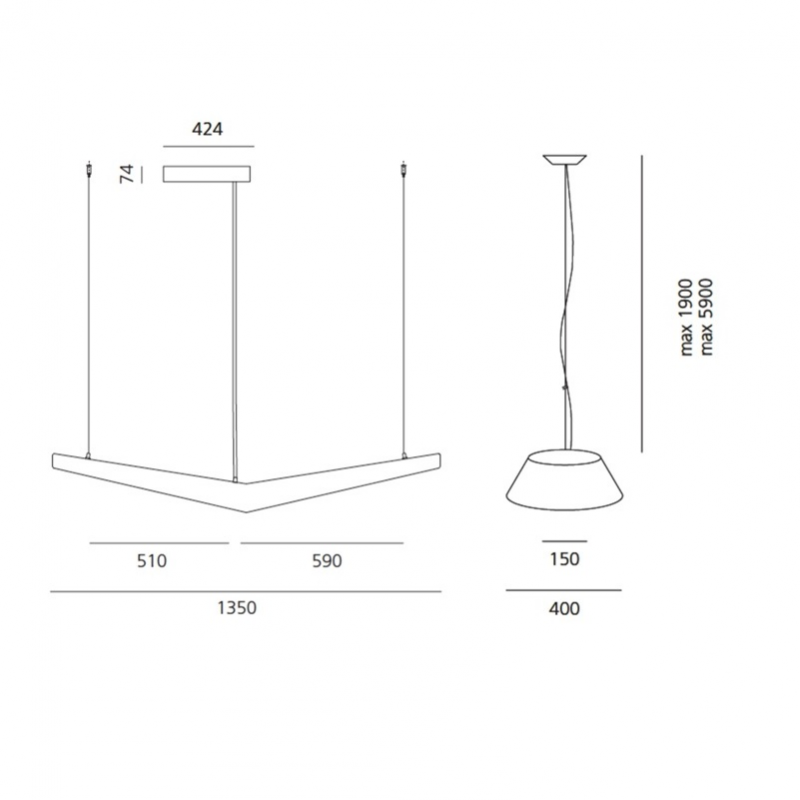 Specification image for Artemide Mouette Symmetric LED Suspension