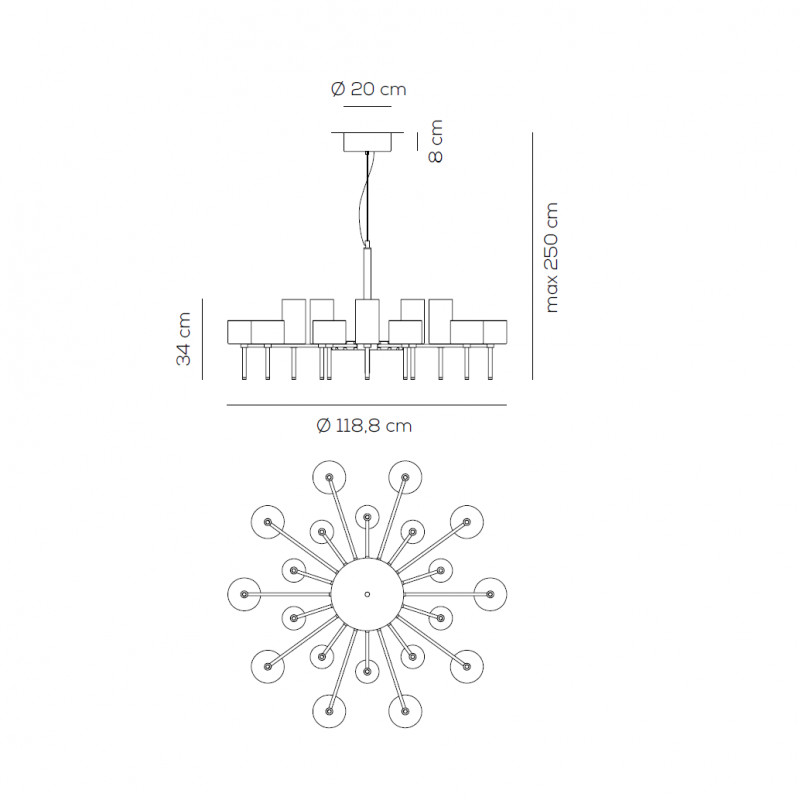 Specification image for Axolight Spillray 20 Suspension