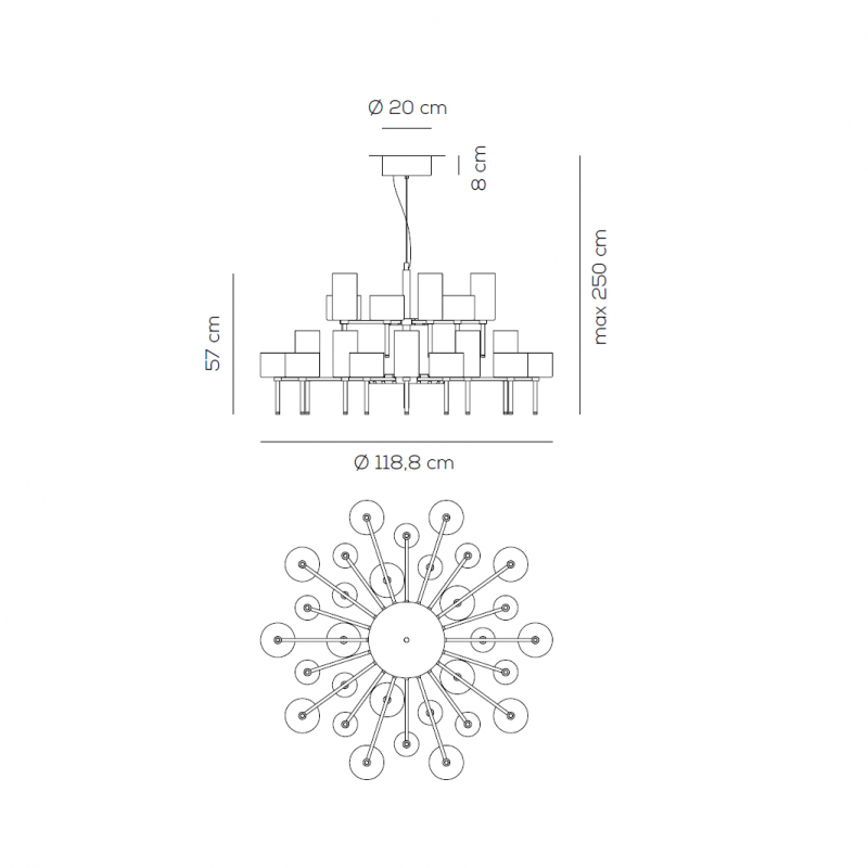 Specification image for Axolight Spillray 30 Suspension