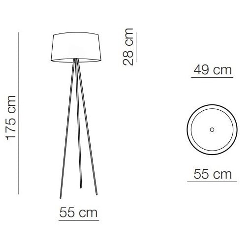 Specification image for KDLN Tripod Floor Lamp