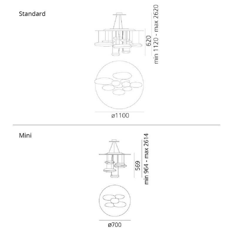 Specification image for Artemide Mercury LED Suspension Light