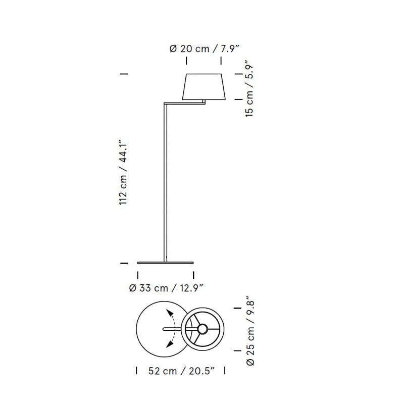 Specification image for Santa & Cole Americana Floor Lamp