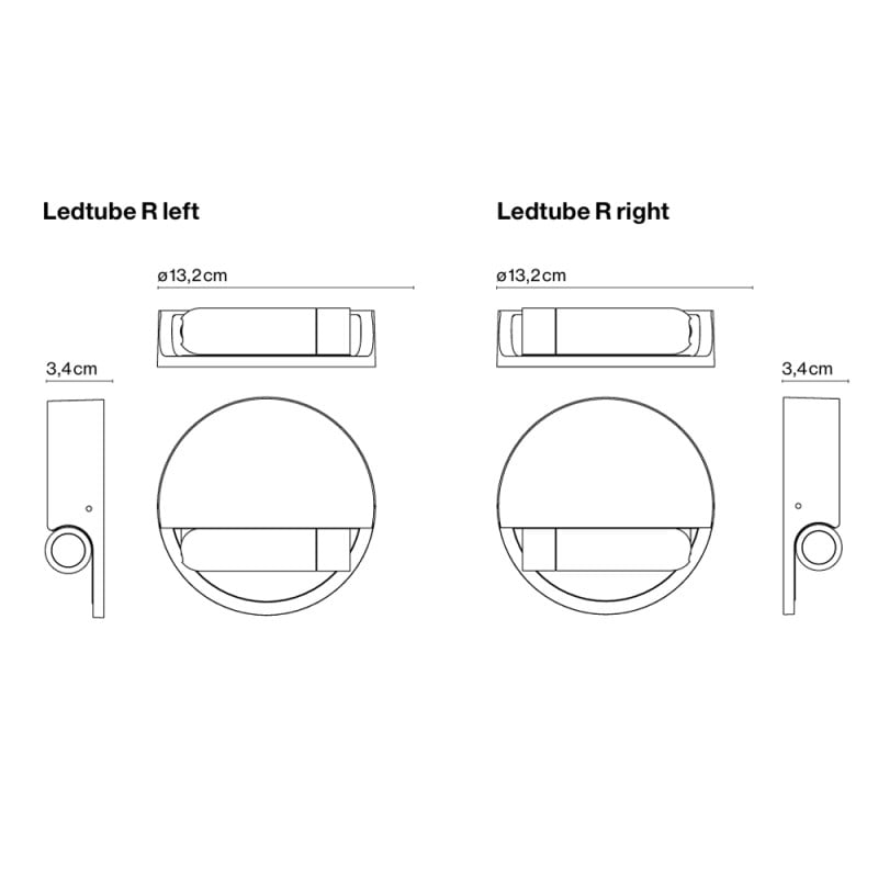 Specification Image for Marset Ledtube R LED Wall Light
