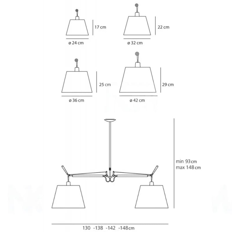 Specification Image for Artemide Tolomeo Basculante Suspension light