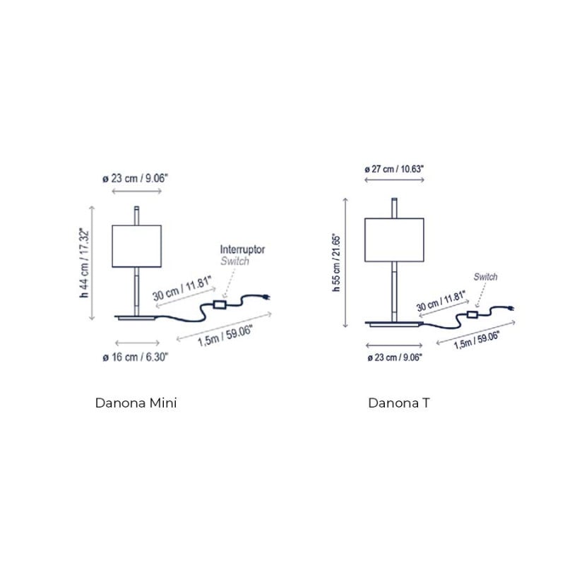 Specification image for Bover Danona Table Lamp