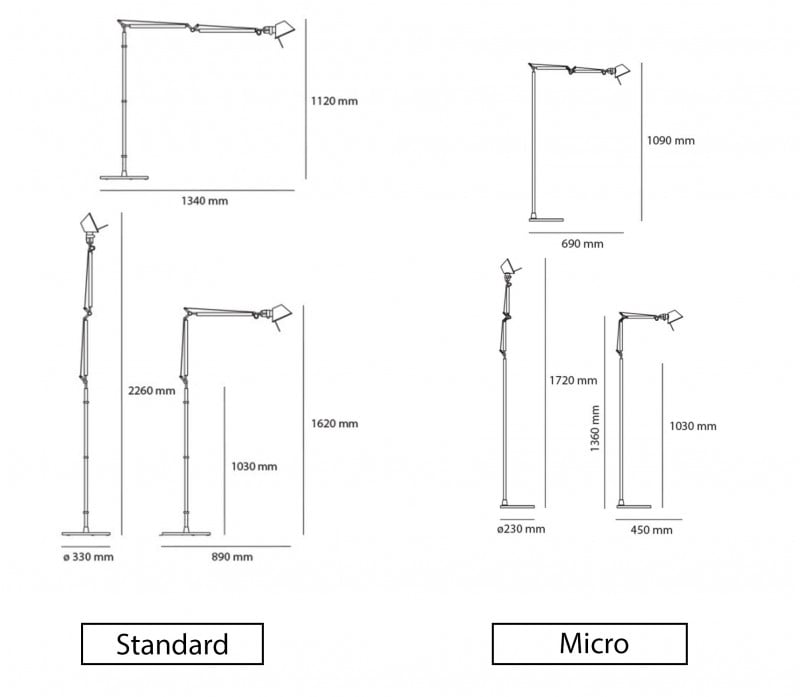 Specification image for Artemide Tolomeo LED Terra Floor Lamp