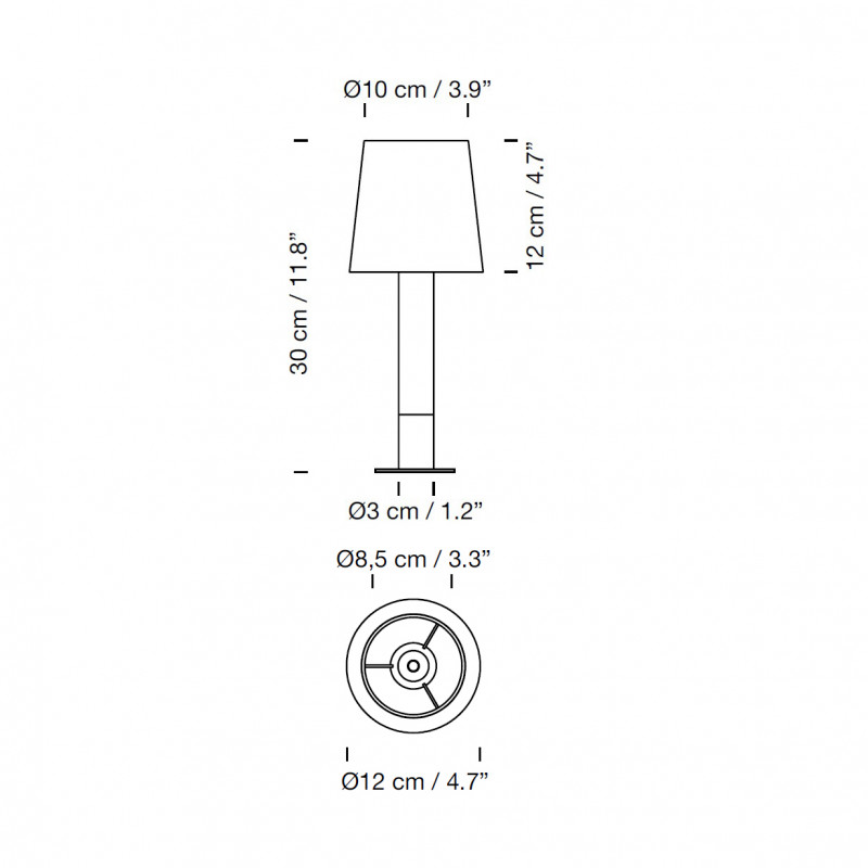 Specification image for Santa & Cole Basica Minima Table Lamp