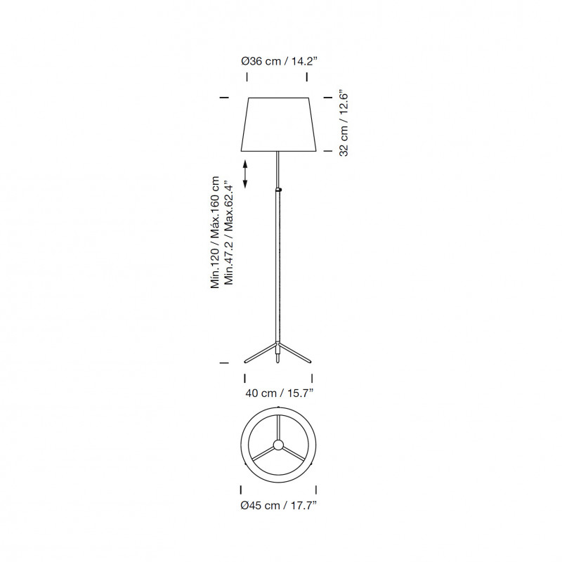 Specification image for Santa & Cole Pie de Salon G1 Floor Lamp