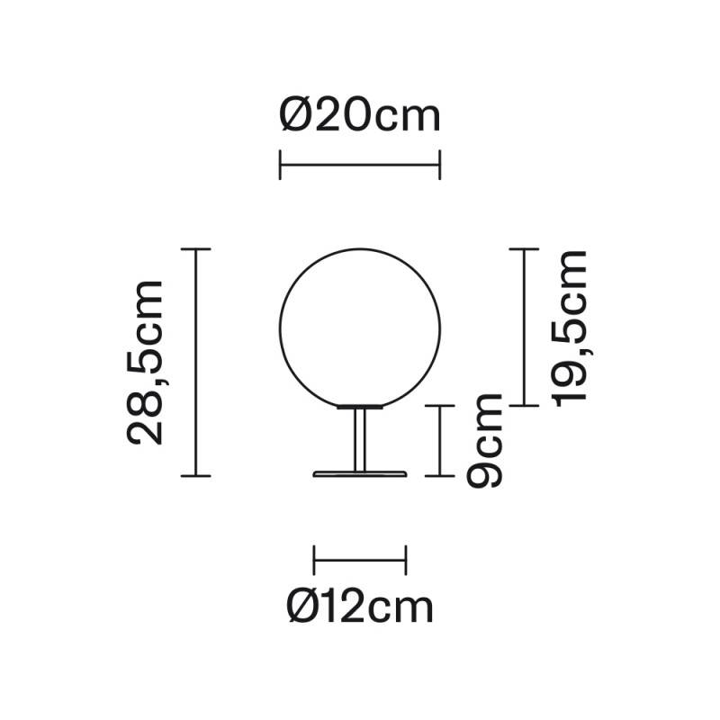 Specification Image for Fabbian Lumi Sfera Stemmed Table Lamp