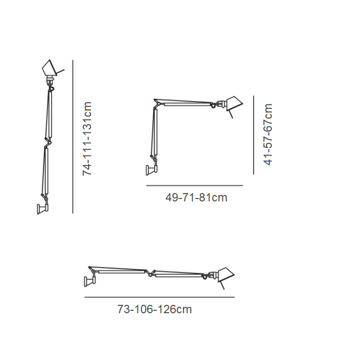 Specification image for Artemide Tolomeo Parete Wall Light LED