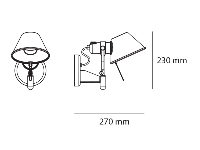 Specification image for Artemide Tolomeo Faretto Wall Light LED 