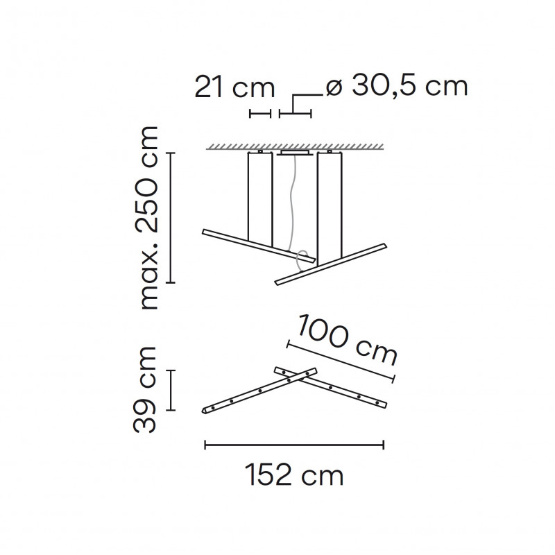 Specification image for Vibia Halo Lineal 2340 Double LED Suspension Light