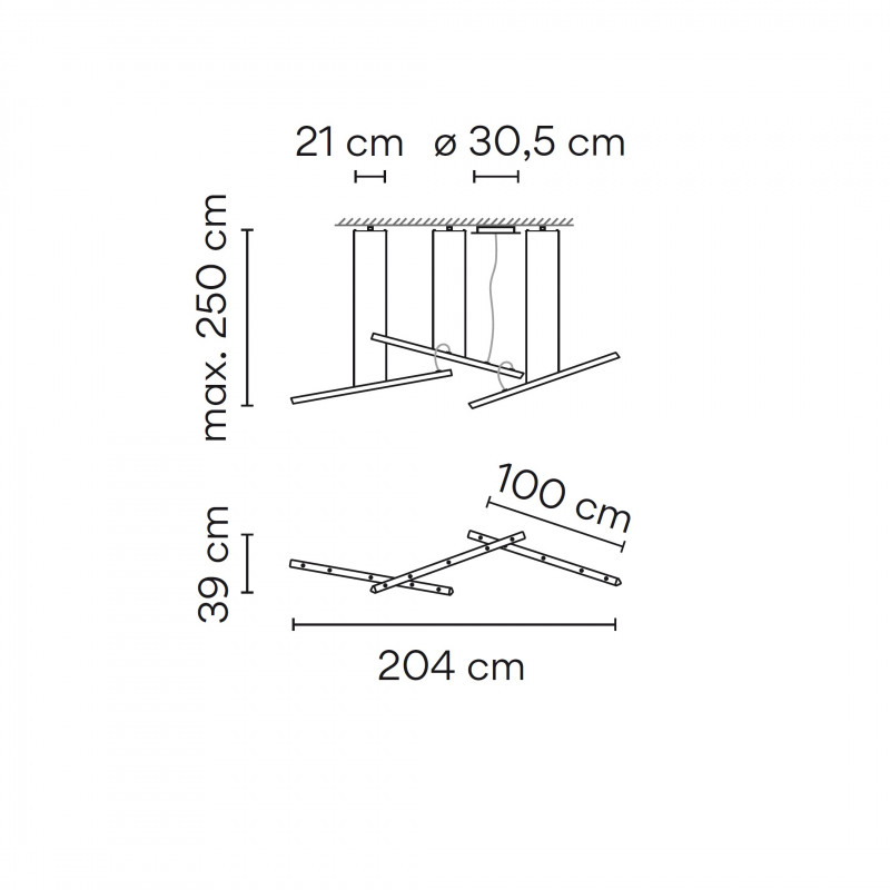 Specification image for Vibia Halo Lineal 2341 Triple LED Suspension Light