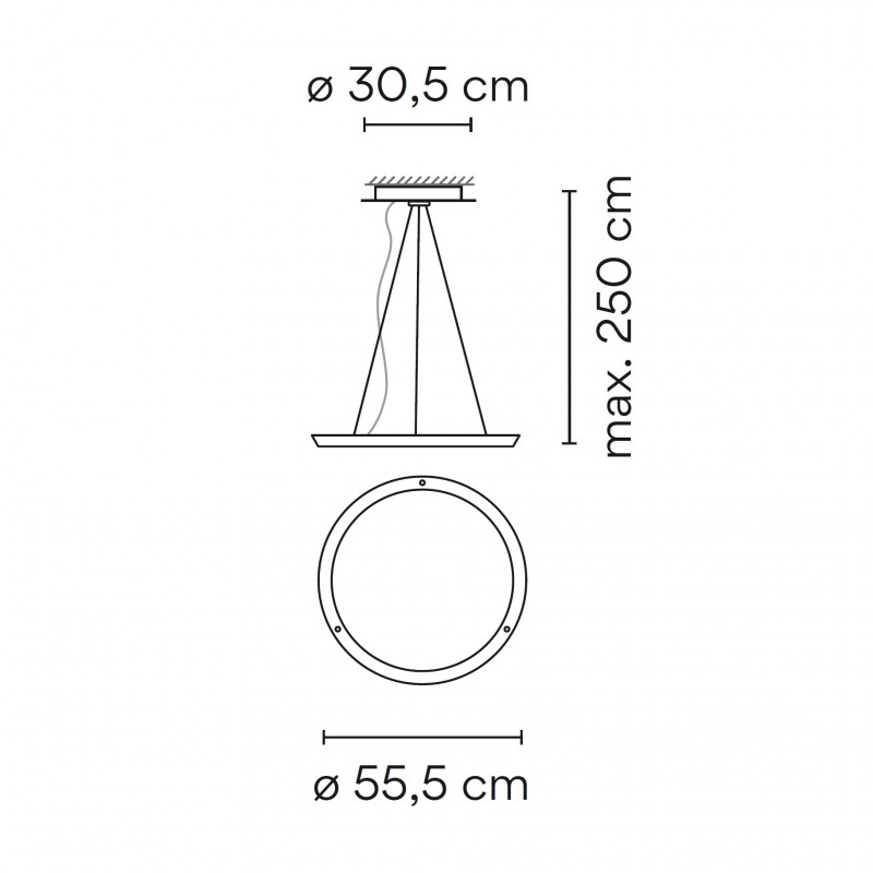 Specification image for Vibia Halo Circular 2330 Single LED Suspension Light