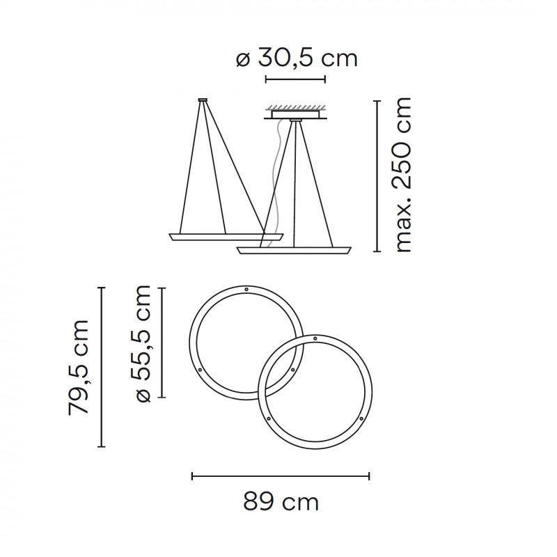 Specification image for Vibia Halo Circular 2331 Double LED Suspension Light