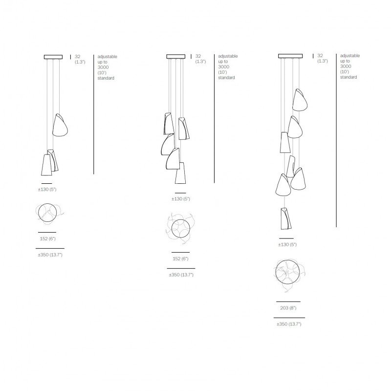 Specification image for Bocci 21 Series Multi Pendant