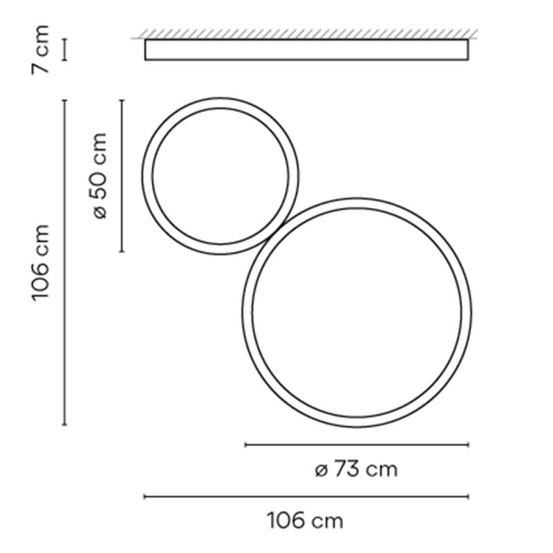 Specification Image for Vibia Up Double LED Ceiling Light