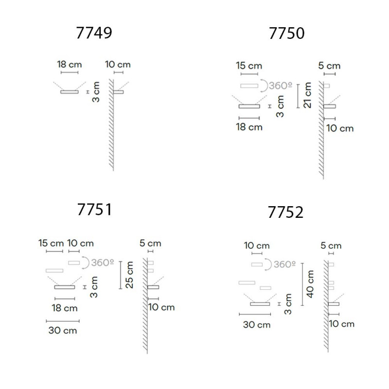 Specification Image for Vibia Set Small LED Wall Lights