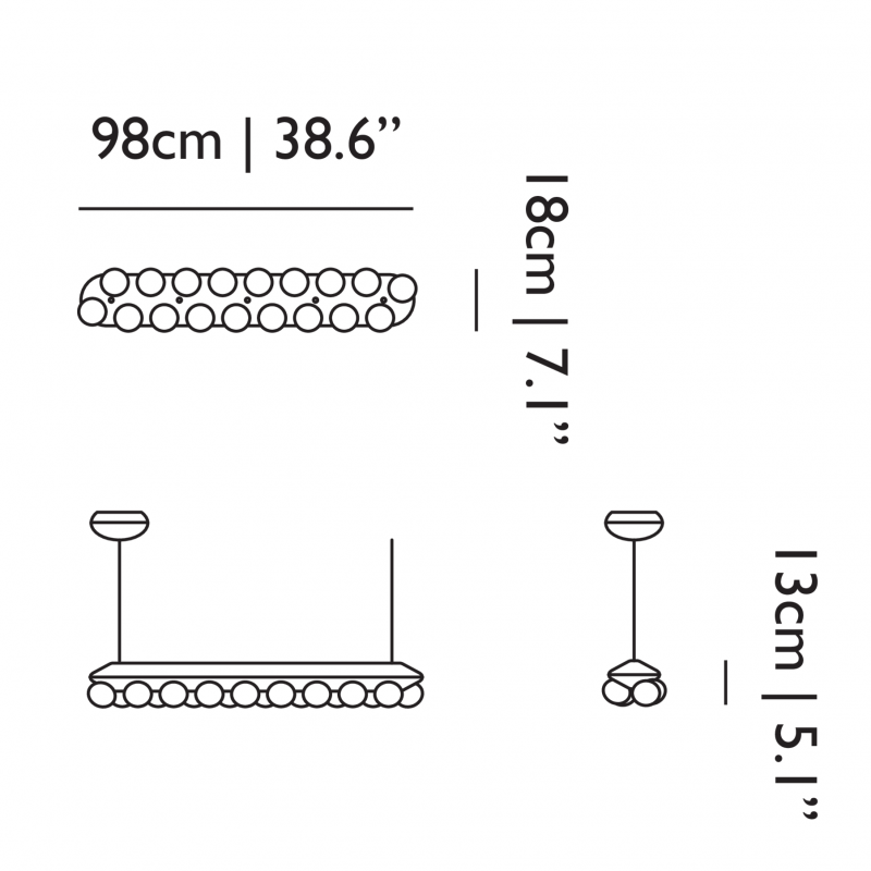 Specification image for Moooi Prop Light Single LED Suspension