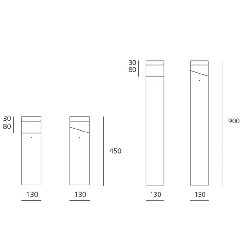 Specification image for Artemide Tetragono LED Exterior Floor Lamp