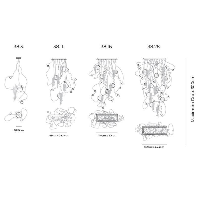 Specification Image for Bocci 38 Series Suspension Light