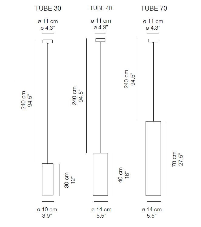Specification image for Karboxx Tube Pendant Light