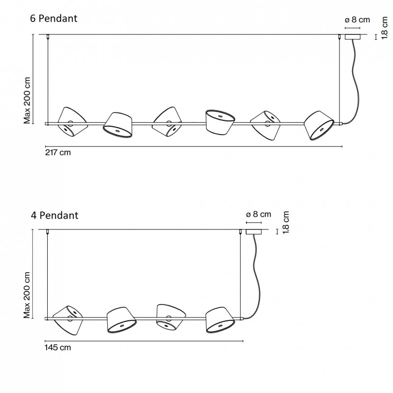 Marset Tam Tam 4 & 6 Pendant Light Specification 