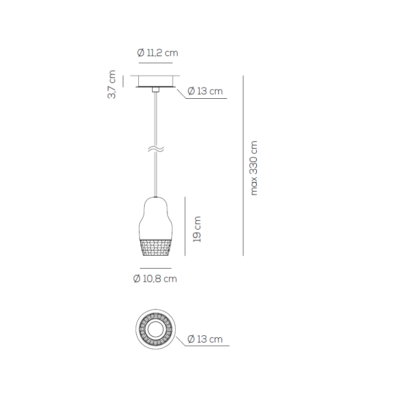 Specification image for Axolight Fedora 1 Suspension Light