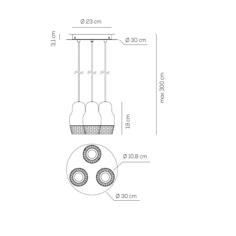 Specification image for Axolight Fedora 3 Suspension