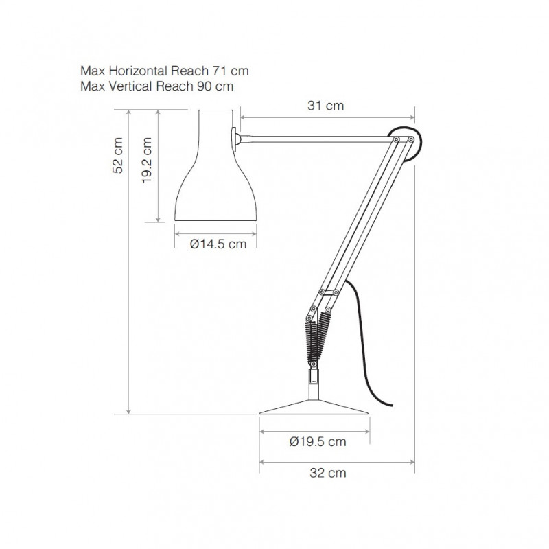 Specification image for Anglepoise Type 75 Desk Lamp