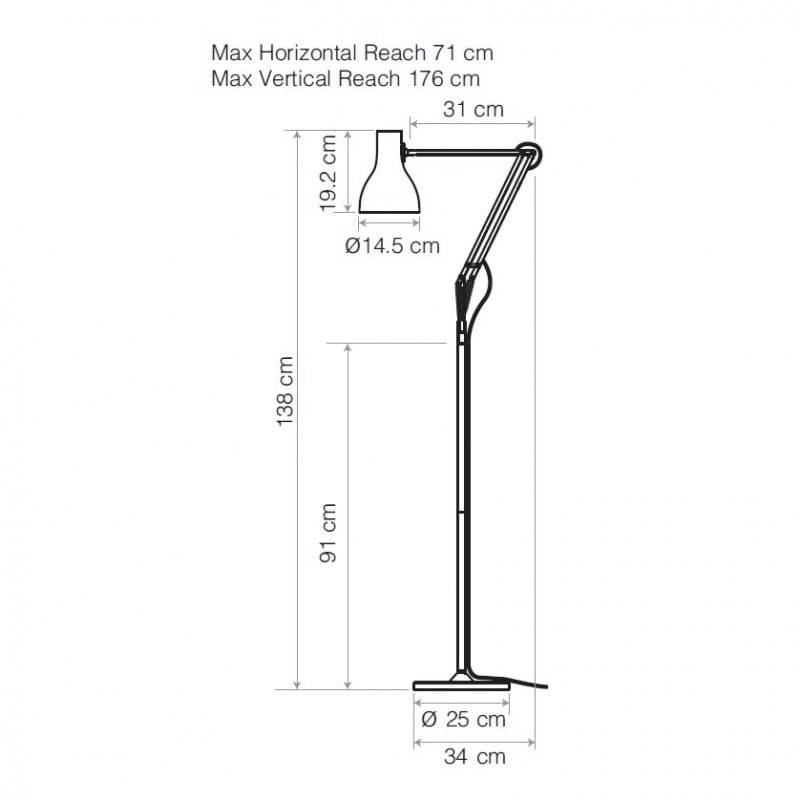 Specification image for Anglepoise Type 75 Floor Lamp