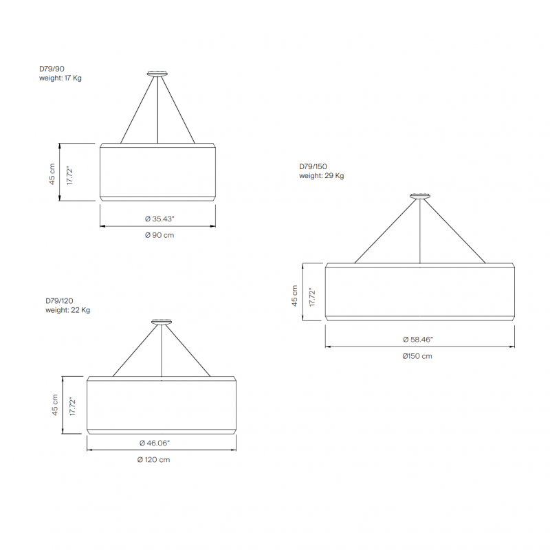 Specification Image for Luceplan Silenzio LED Suspension