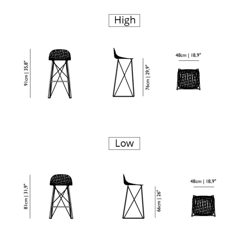 Specification image for Moooi Carbon Bar Stool