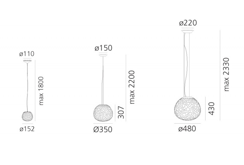 Specification image for Artemide Meteorite Suspension Light