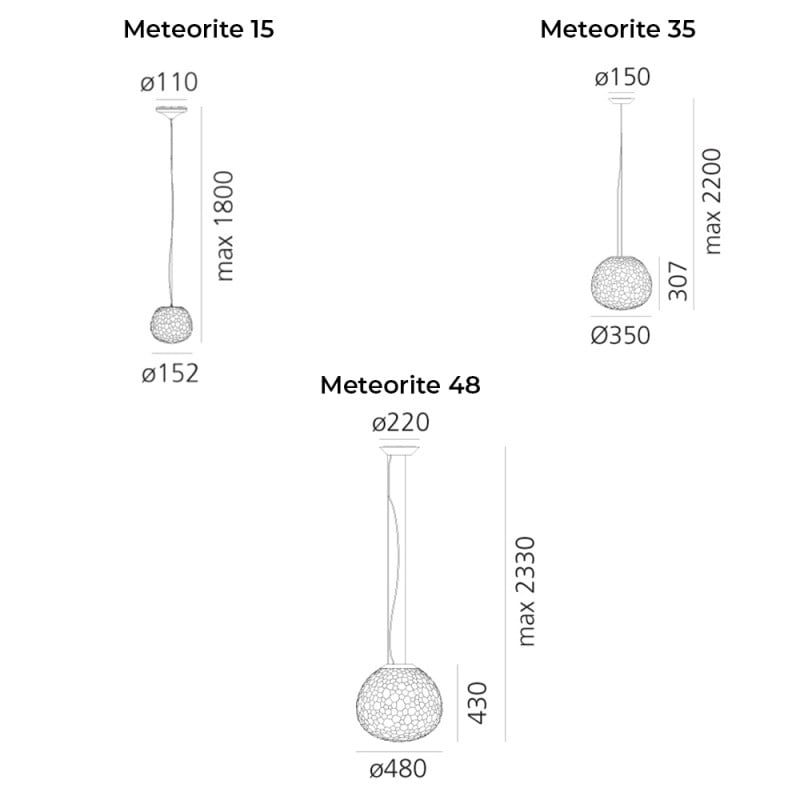 Specification Image for Artemide Meteorite Suspension Light