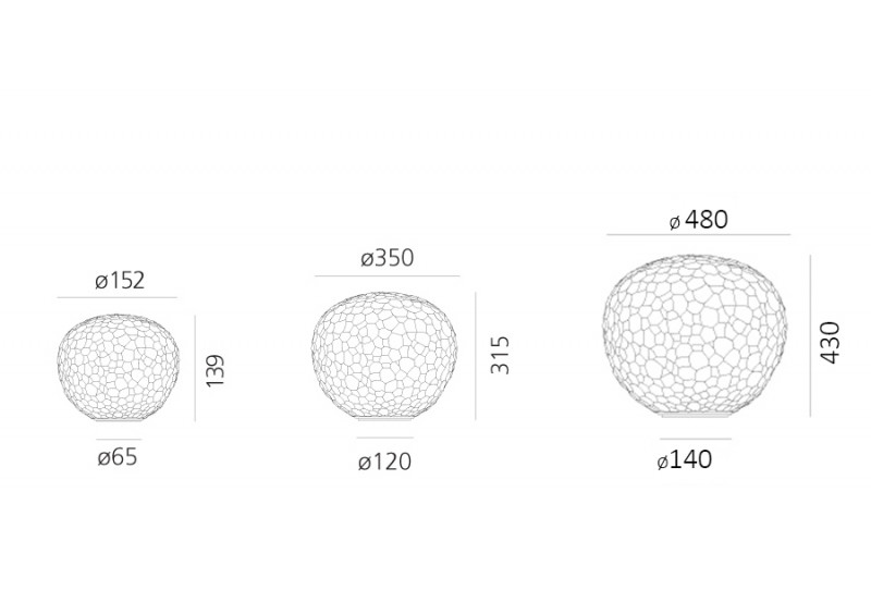 Specification image for Artemide Meteorite Table Lamp